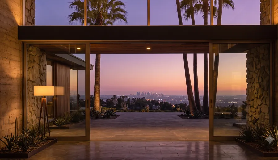 At the terrace doors, last light outside